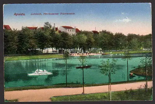 29412 AK  Apolda Lohteich Herressener Promenade, ungelaufen um 1920