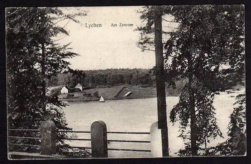 29475 AK Am Zenssee Lychen Uckermark Brandenburg, gelaufen 1908