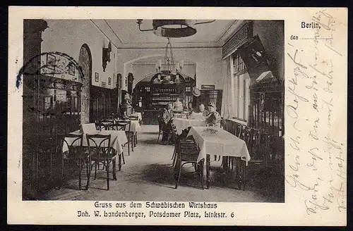 29498 AK Berlin Schwäbisches Wirtshaus Potsdamer Platz Linkstr. Gaststätte 1908