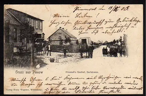 29122 AK Pinnow Himstedt´s  Gasthof Dorfstrasse Wendisch Warnow 1903 Prignitz