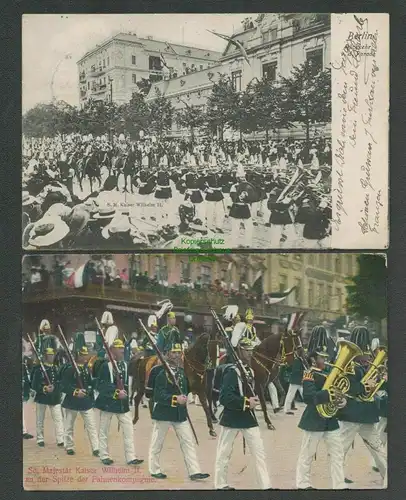 138921 2 AK Berlin Rückkehr von der Parade 1905 S. M. Kaiser Wilhelm II. Fahnen