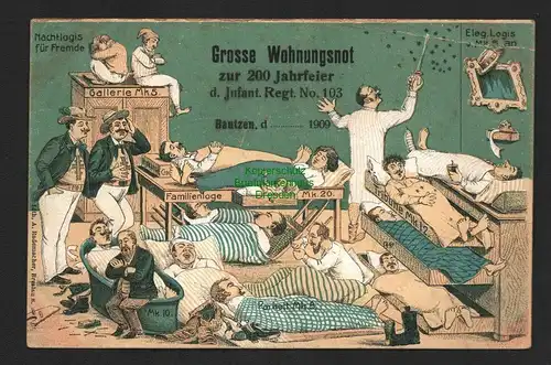 136990 AK Bautzen 1909 Grosse Wohnungsnot Humor Litho Rademacher Breslau