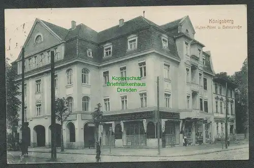 137183 AK Königsberg Ostpreußen 1915 Hufen Allee u. Bahnstraße Bank und Lebens