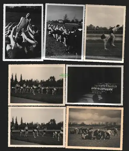 136802 7x Foto Schlesien 1935 BDM Sportfest Frauen im Sportdress Breslau