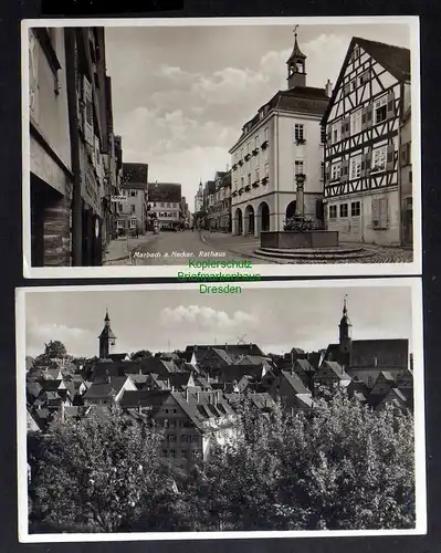 130112 2 AK Marbach am Neckar Rathaus 1937 Fotokarte Teilansicht 1936