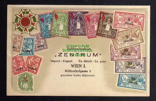129744 AK Philatelie Postkarte Chile Wappen geprägt um 1905