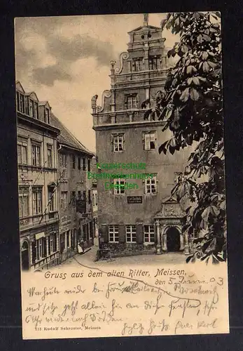 127388 AK Meissen 1903 Gruss aus dem alten Ritter Restaurant