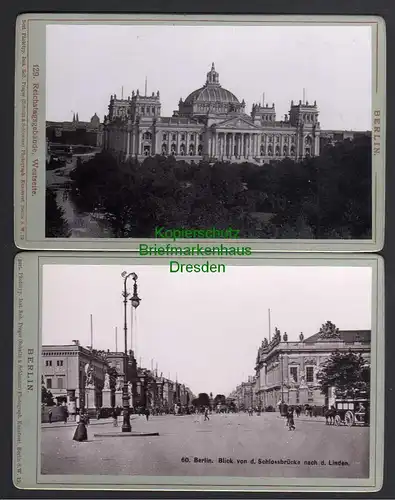 117584 5x Berlin Kabinettfoto um 1880 Ruhmeshalle Reichstag Westseite Unter den