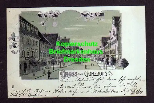 114590 AK Günzburg Litho 1900 Apotheke Straße Silberdruck