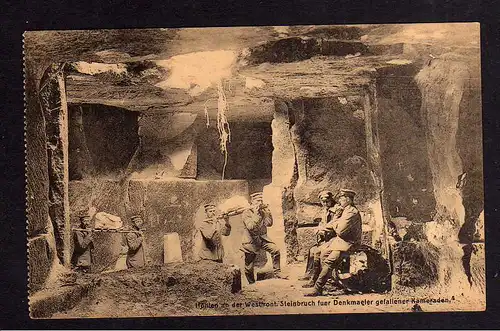 112395 AK Belgien 1917 Westfront Steinbruch Bergbau für Denkmäler gefallener Kam