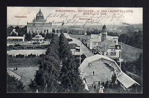 102771 AK Görlitz 1905 Industrie Gewerbe Ausstellung mit SST Haupteingang