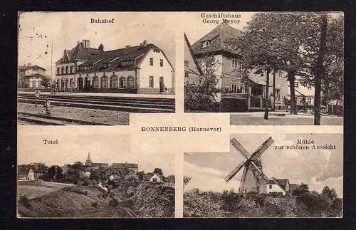 101908 AK Ronnenberg Hannover Bahnhof Windmühle Mole 1922 Geschäftshaus Meyer