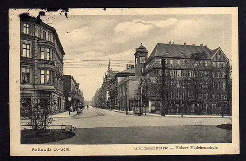 101829 AK Kattowitz Katowice Grundmannstrasse Höhere Mädchenschule 1913