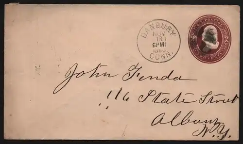 B11867 USA Brief 1886 Danbury Conn. to Albany