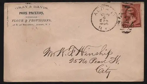 B11844 USA Brief 1886 Albany Gray & Davis Pork Packers Wholesale Flour & Provisi