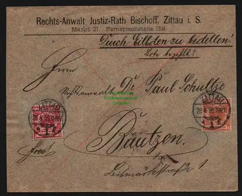 B12009 Brief DR Krone Adler 1899 Zittau Eilboten nach Bautzen