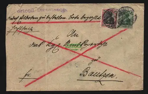 B12049 Brief DR Germania Eilboten Dresden nach Bautzen 1907 Staatsanwalt an Amts