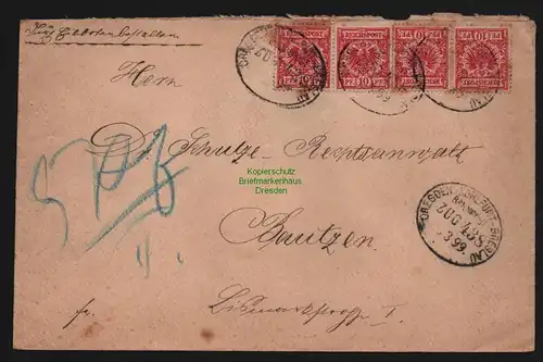 B12020 Brief DR Krone Adler 1899 4x 47 Eilboten nach Bautzen Bahnpost