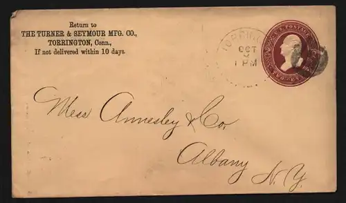 B11863 USA Brief 1887 Torrington Conn. To Albany New York