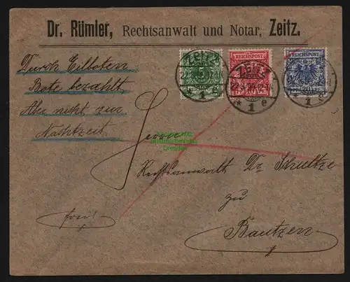 B12003 Brief DR Krone Adler 1899 Zeitz Eilboten nach Bautzen