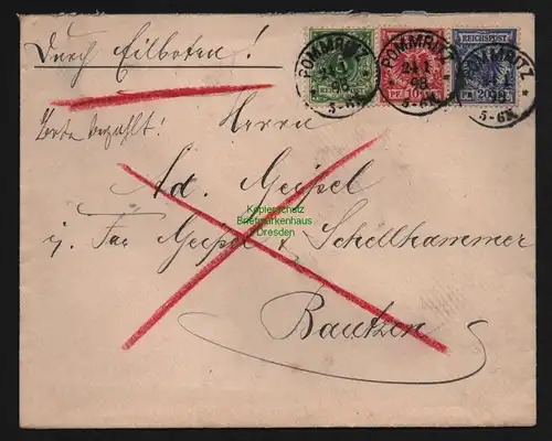 B12013 Brief DR Krone Adler 1898 Pommritz Eilboten nach Bautzen