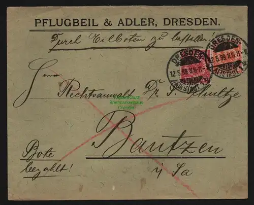 B12010 Brief DR Krone Adler 1899 Dresden Eilboten nach Bautzen