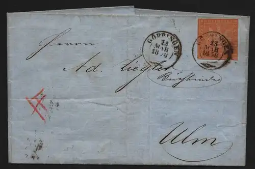 B11743 Brief Württemberg 7a Göppingen 1858 gepr. Heinrich BPP Rechnung Farndau