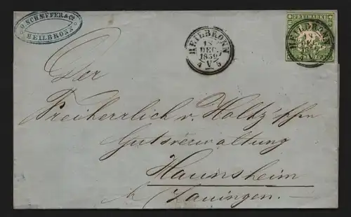 B11746 Brief Württemberg 8a Heilbronn 1859 gepr. Irtenkauf BPP nach Haunsheim