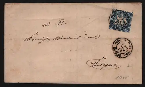 B11819 Brief Württemberg 27a gepr. Heinrich BPP 1865 nach Stuttgart