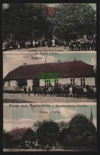 148024 AK Bredenfelde i Mecklenburg-Strelitz 1911 Gasthof Molkerei Schule Kirche