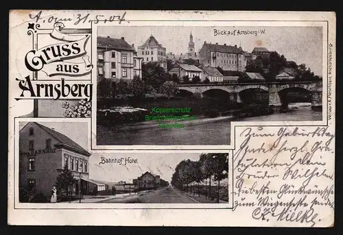 148183 AK Arnsberg 1904 Bahnhof Hotel