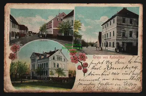 148212 AK Kotzschbar Zwenkau 1912 Schule Gasthof zum goldenen Löwen