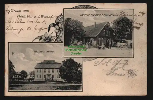 148196 AK Heimsen an der Weser 1906 Gasthof zur Post Rittergut Neuhof