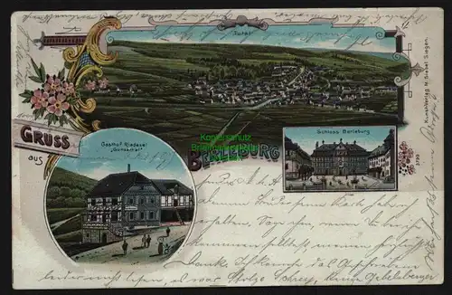 148258 AK Berleburg Litho 1904 Gasthof Riedesel Gunzethal Schloss