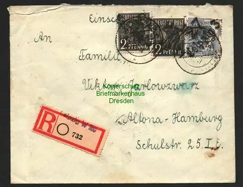 h6014 SBZ Handstempel Bezirk 27 Leipzig 31 Brief Einschreiben 2.7.48 fallend