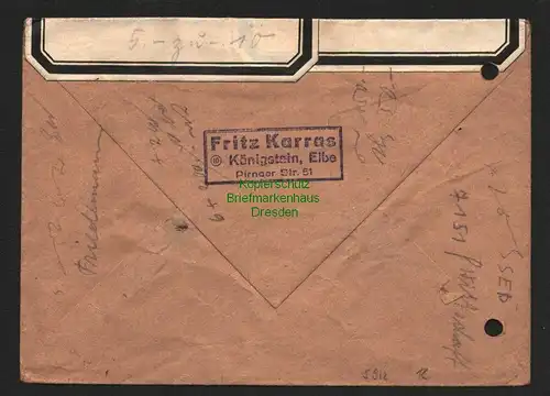 h5912 SBZ Handstempel Bezirk 14 Dresden 24 doppelt verwendeter Brief 1 8.7.48