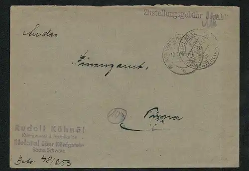h5336 SBZ Währungsreform 1948 Brief Gebühr bezahlt Poststelle I Bielatal über
