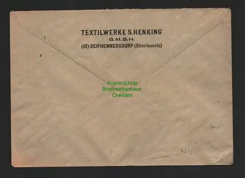 h4373 SBZ Bezirkshandstempel Bezirk 14 Brief Seifhennersdorf 3x 8 Pf Textilwerke