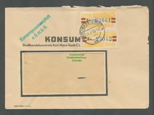 B5211 DDR ZKD 2x B 25 Z Brief Konsum Großhandelszentrale Karl-Marx-Stadt nach Pi