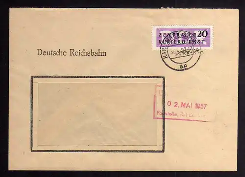 B1646 DDR ZKD 7 Brief Deutsche Reichsbahn Karl Marx Stadt Letztag 30.4.57 nach S