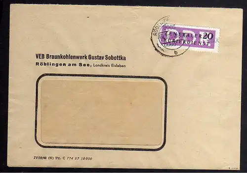 B1434 DDR ZKD 11 Kontrollzahl 8005 Brief Eisleben geprüft BPP VEB Braunkohlenwer