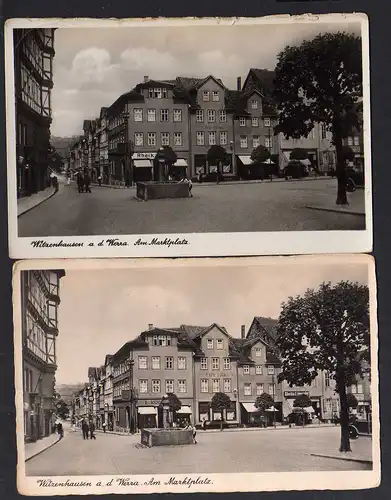 99806 2 AK Witzenhausen Werra Marktplatz Cafe Bork Brunnen 1939 1943