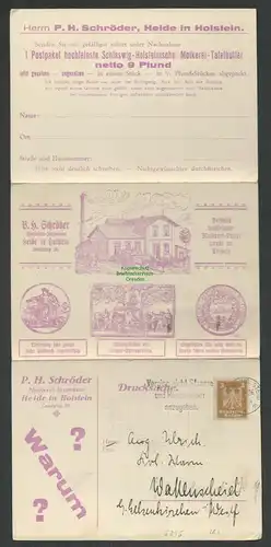 B-5395 Postkarte 3er Klappkarte DR 1926 Heide Holstein Reklame Tafelbutter