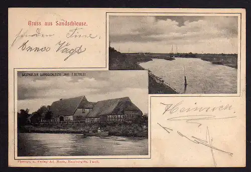 79189 AK Sandschleuse Gasthof Alte Sorge Rendsburg 1909