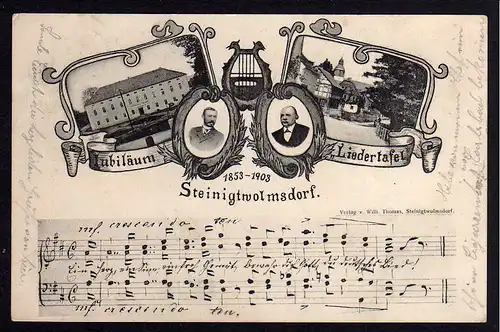 77460 AK Steinigtwolmsdorf 1903 Jubiläum 50 Jahre Liedertafel Noten