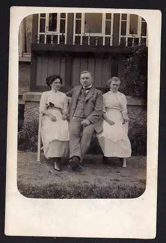75846 AK Fotokarte Neugersdorf 1914 flotter 3er mit Martin und Hedwig im Garten