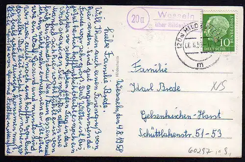 60297 AK Wesseln b. Hildesheim im Lammetal Landpoststempel 1958