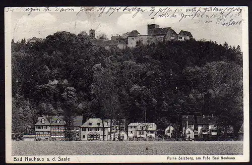 60027 AK Bad Neuhaus Saale Ruine Salzburg gelaufen 1929 Neustadt an der Saale