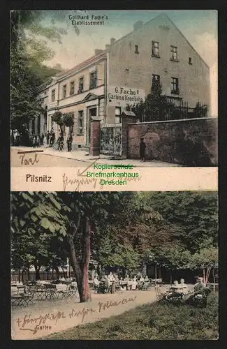 146739 AK Pilsnitz bei Breslau 1914 G. Faches Restaurant Gasthaus Kegelbahn