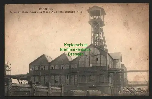 146148 AK Oignies Frankreich Fotokarte 1915 Kohlengrube Förderturm Bergbau Mines